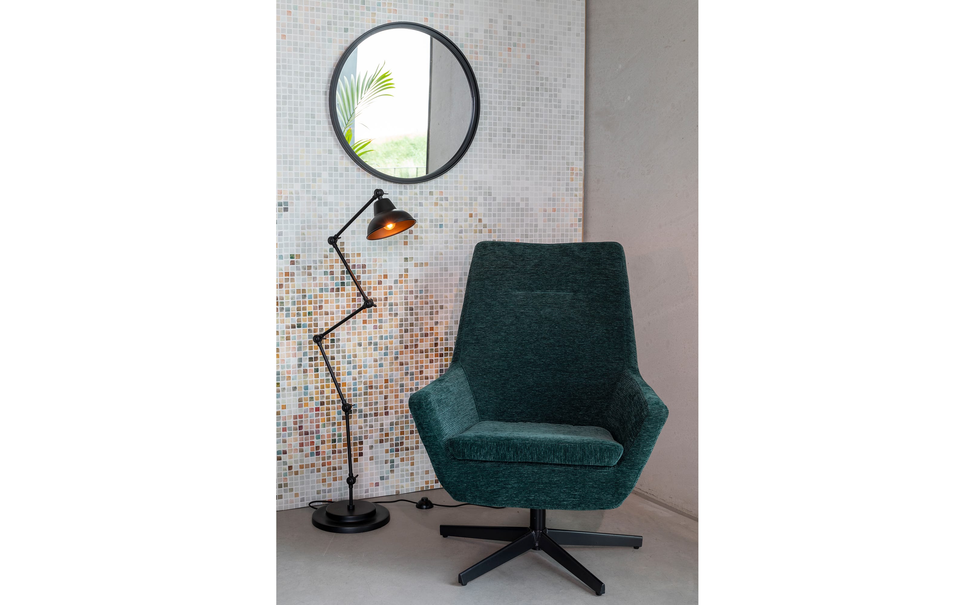 Spiegel Matz Round, schwarz, 60 cm