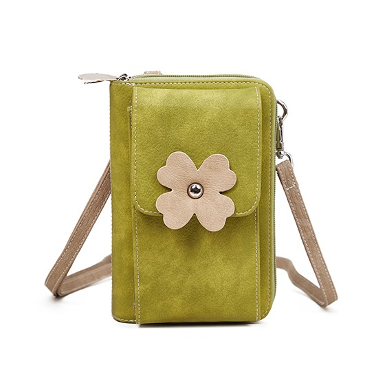 Hi-di-Hi Flying Flower Crossbody Bag/ Wallet/ Phone Bag Green