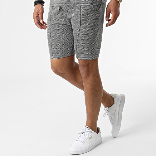 Ensemble Tee Shirt Col Zippé Short Jogging C5840-C8150 Gris