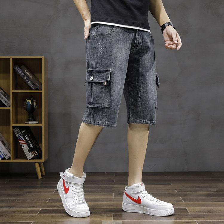 Nataro - Denim shorts met halfhoge taille en zakdetail