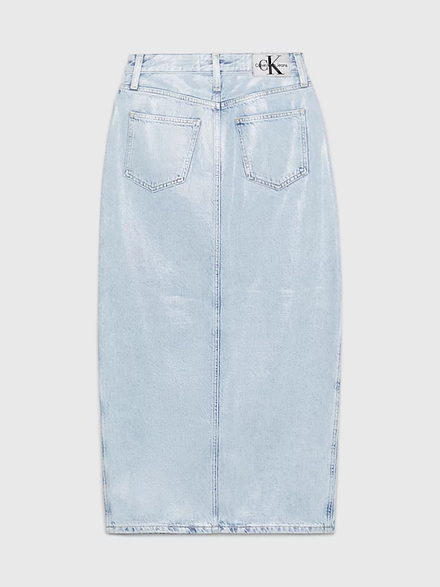 Saia longa de denim revestido