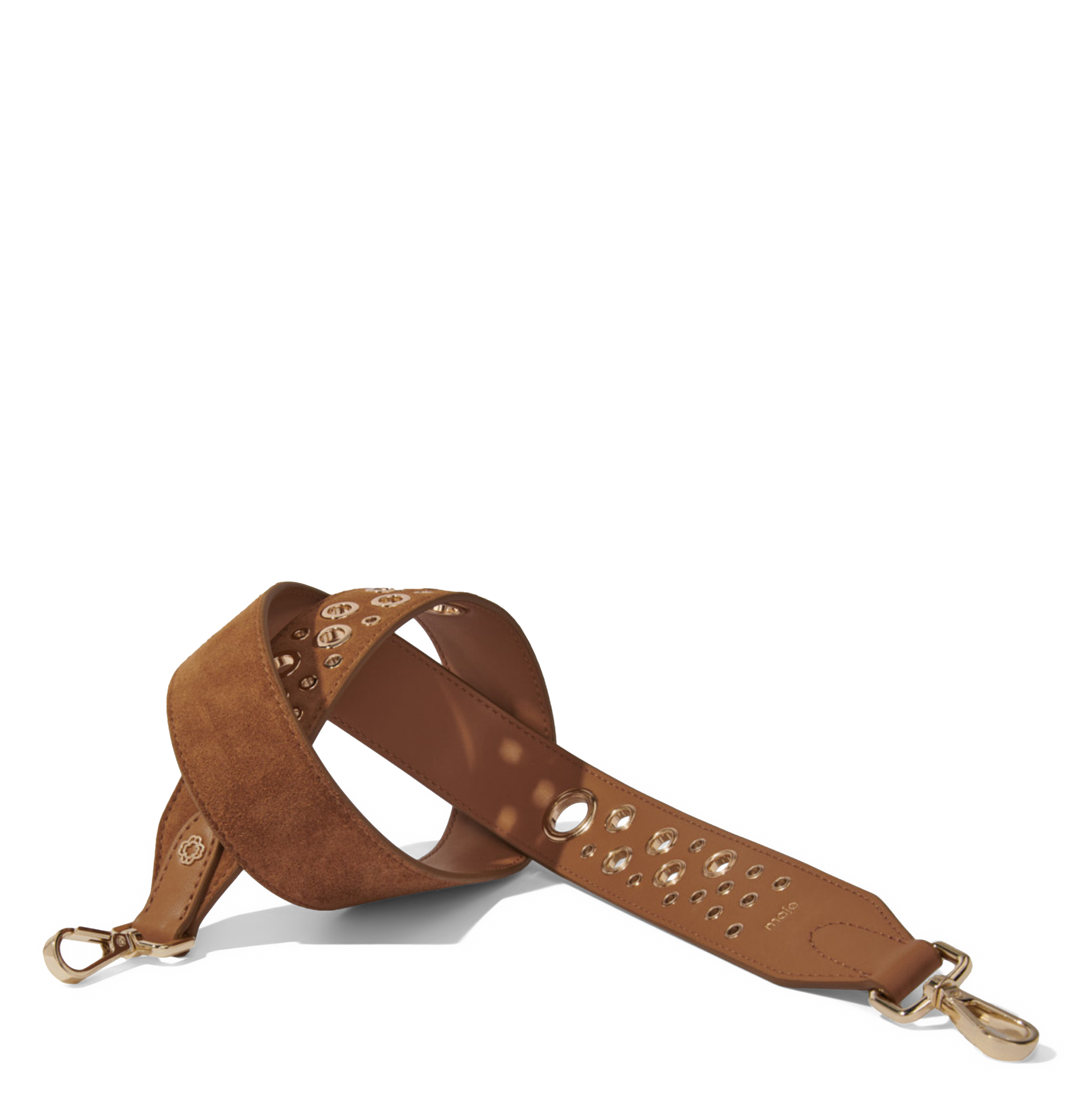 Bandoulière en cuir et œillets | Beige