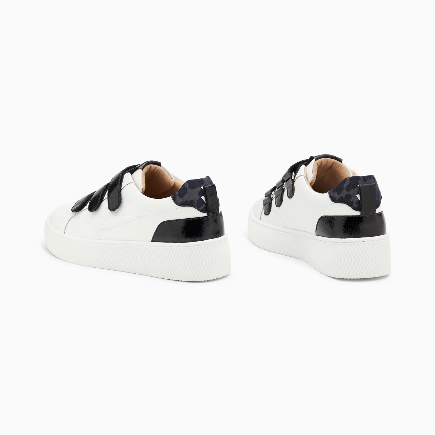 Sneakers-Baskets éclair Oxanna blanches à scratchs noirs