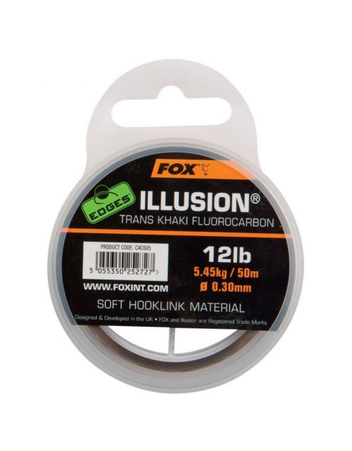 Fox Edges Illusion Soft  Hooklink X 50m 0.35mm 16lb 7.27kg Trans Khaki - Onderlijn- & leadermateriaal - 50 m 16 lb