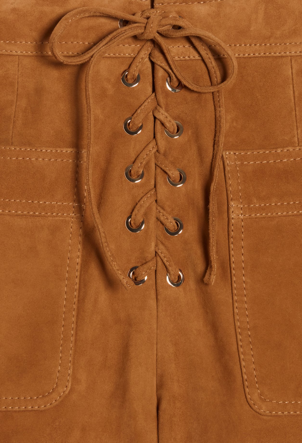 Short cuir suede camel