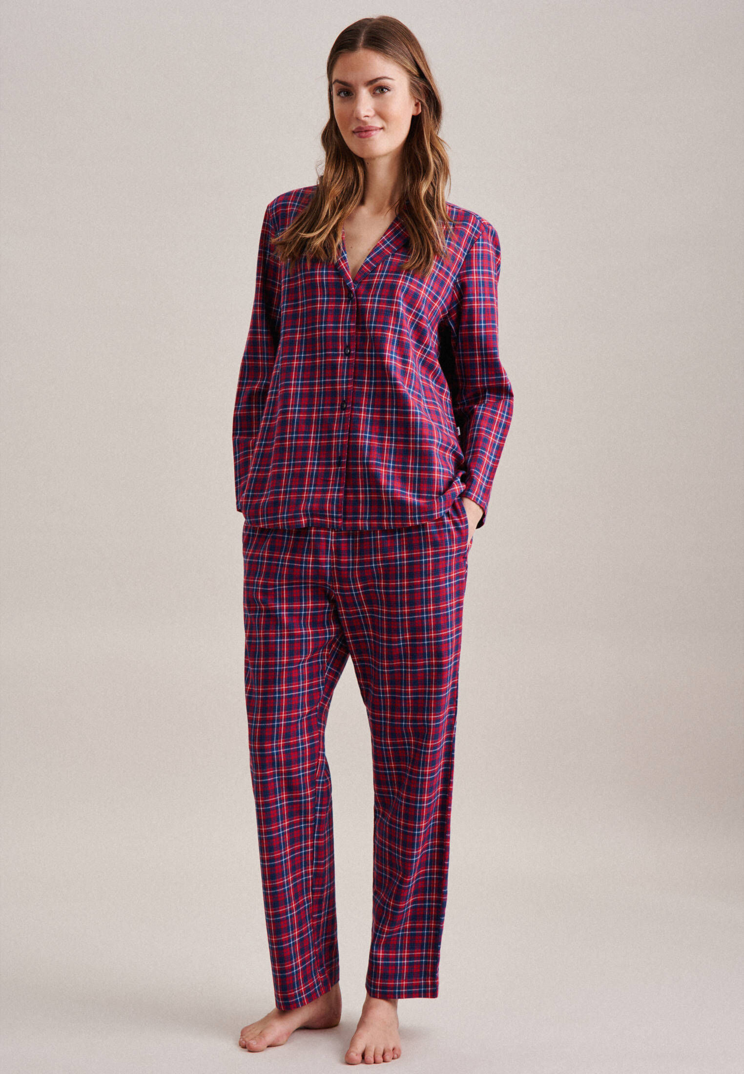 Seidensticker| Damen Pyjama Schwarze Rose