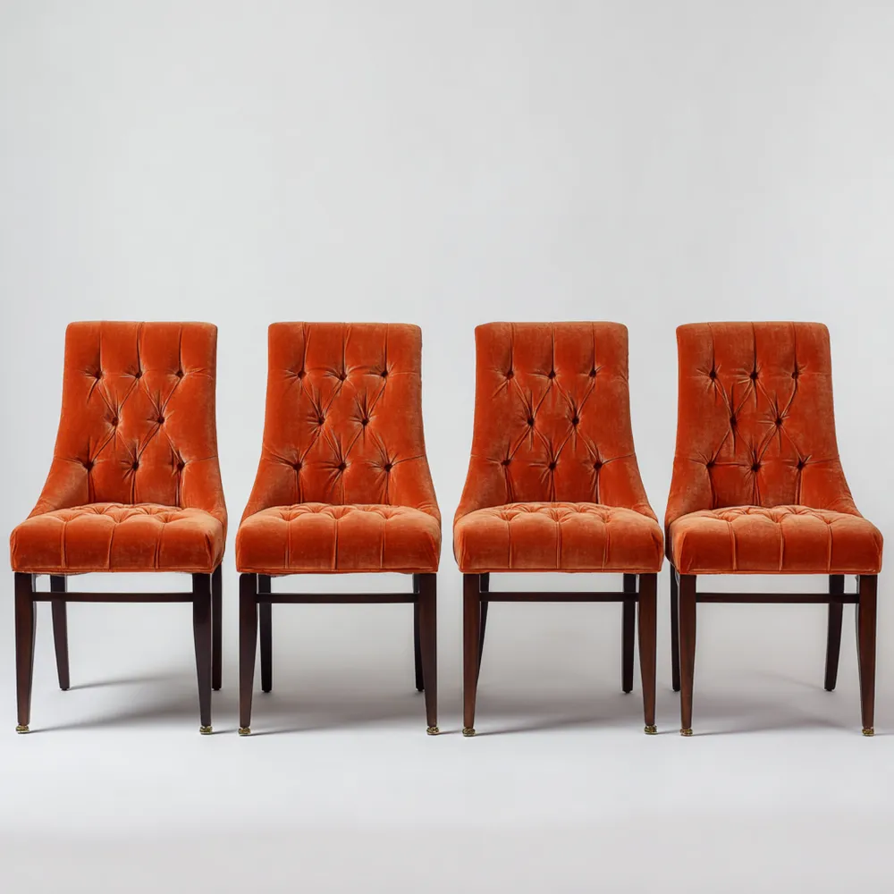 Esszimmerstuhl Samt 45x55x90 cm - Orange - Klassisches Design
