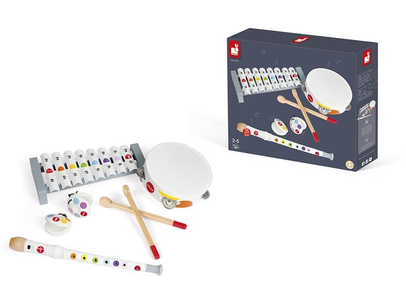 Janod Musikinstrument Musik-Set Konfetti 4-teilig Spielzeuginstrumente für Kinder