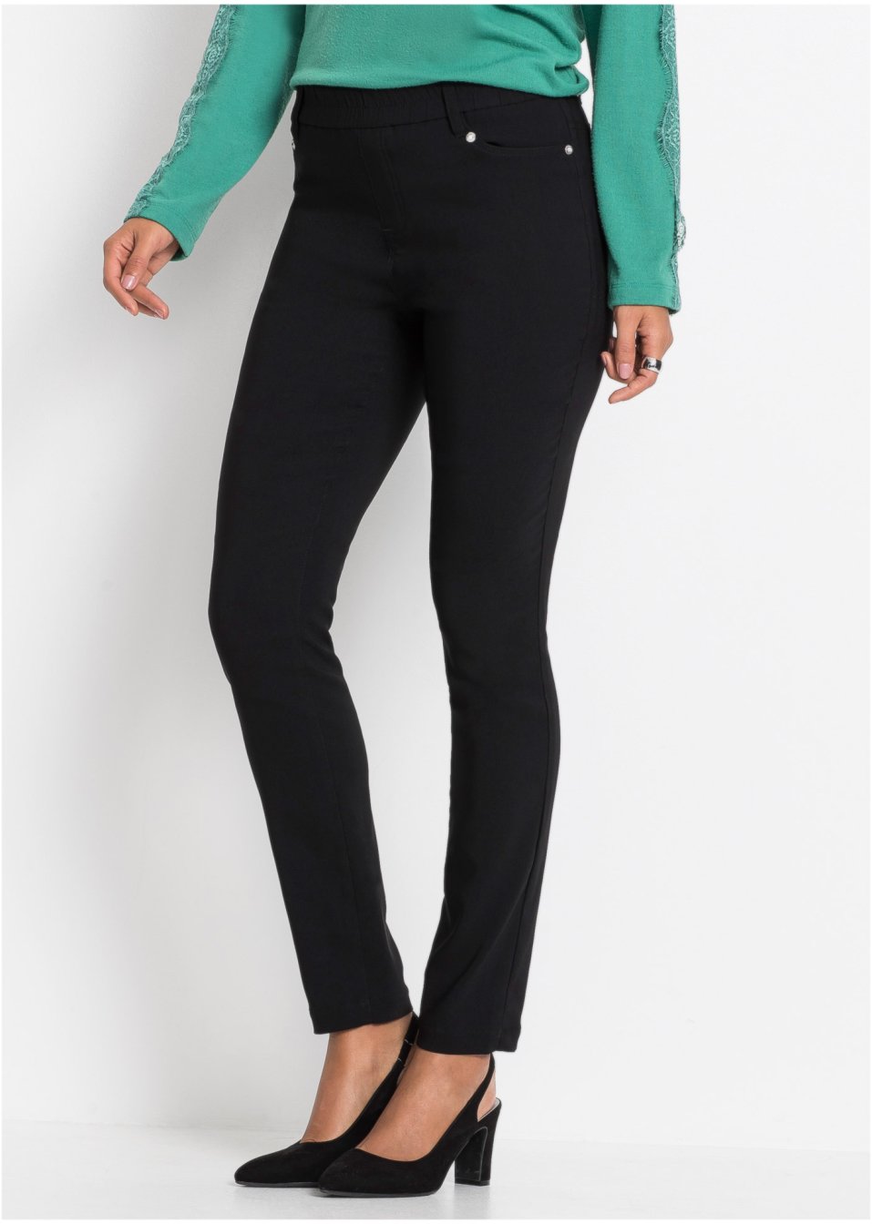 Pantalon extensible en bengaline, taille courte