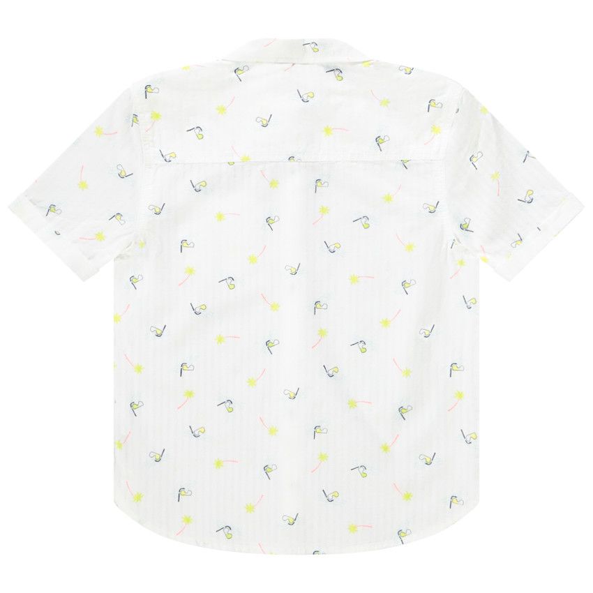 Chemise manches courtes imprimé masques/palmiers pour garçon - Blanc