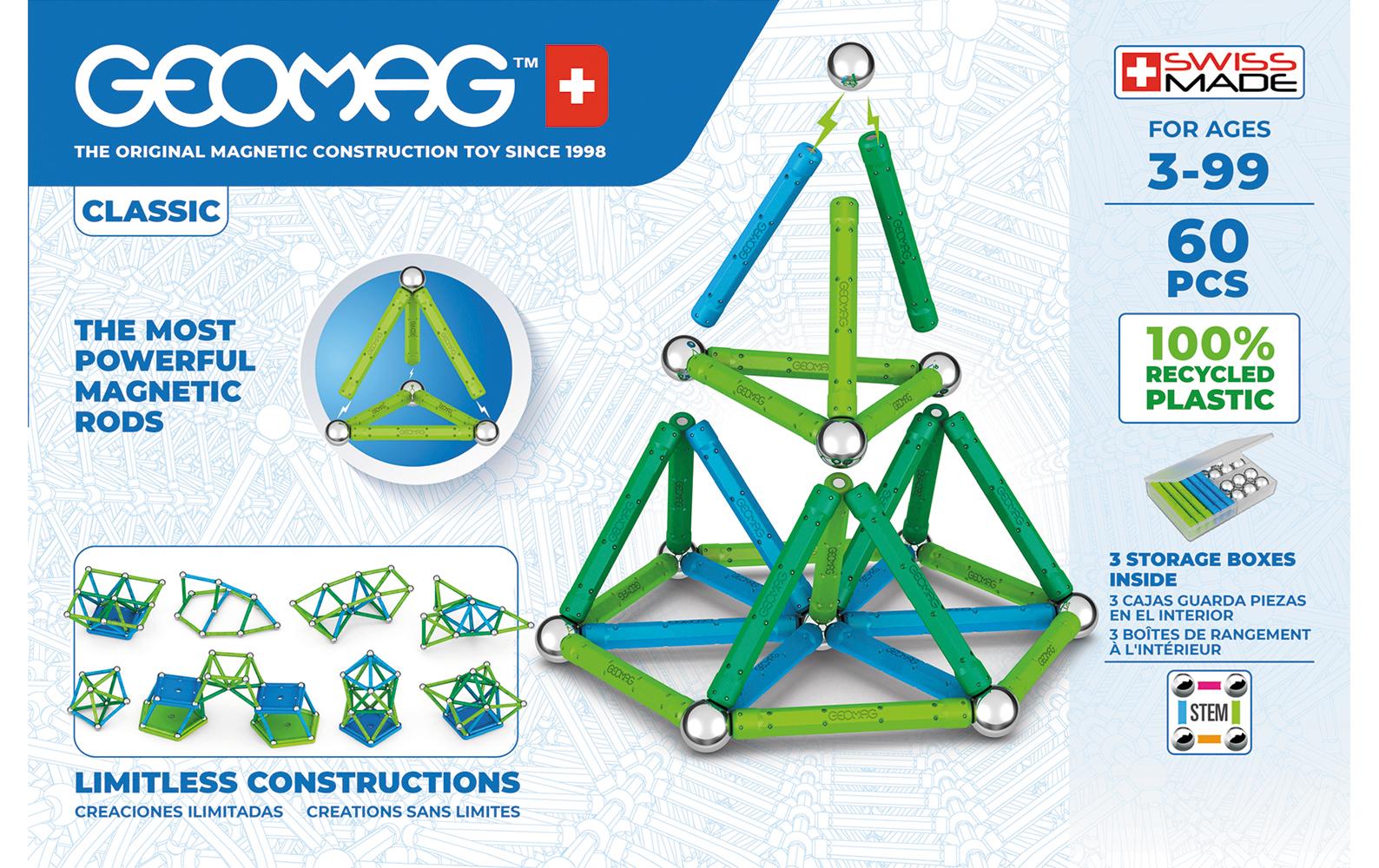 Baukasten Classic Green Line 60 TeileMagnetisches Konstruktionsspielzeug für Kinder
