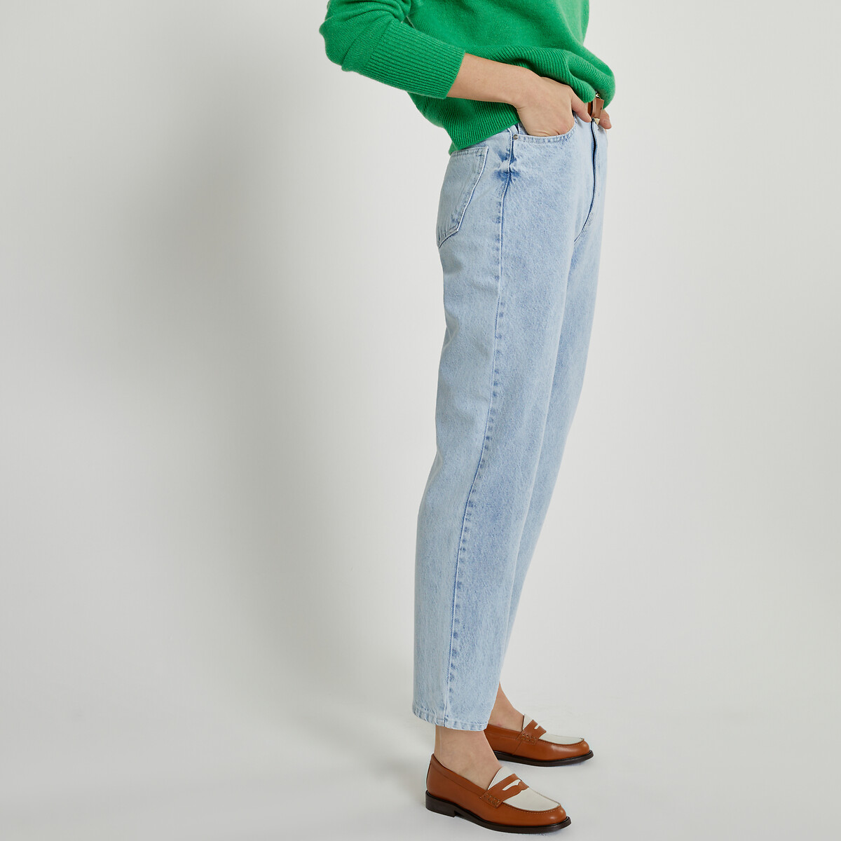COLEÇÕES LA REDOUTE<br>Mom jeans, algodão orgânico, Signature PAULINE