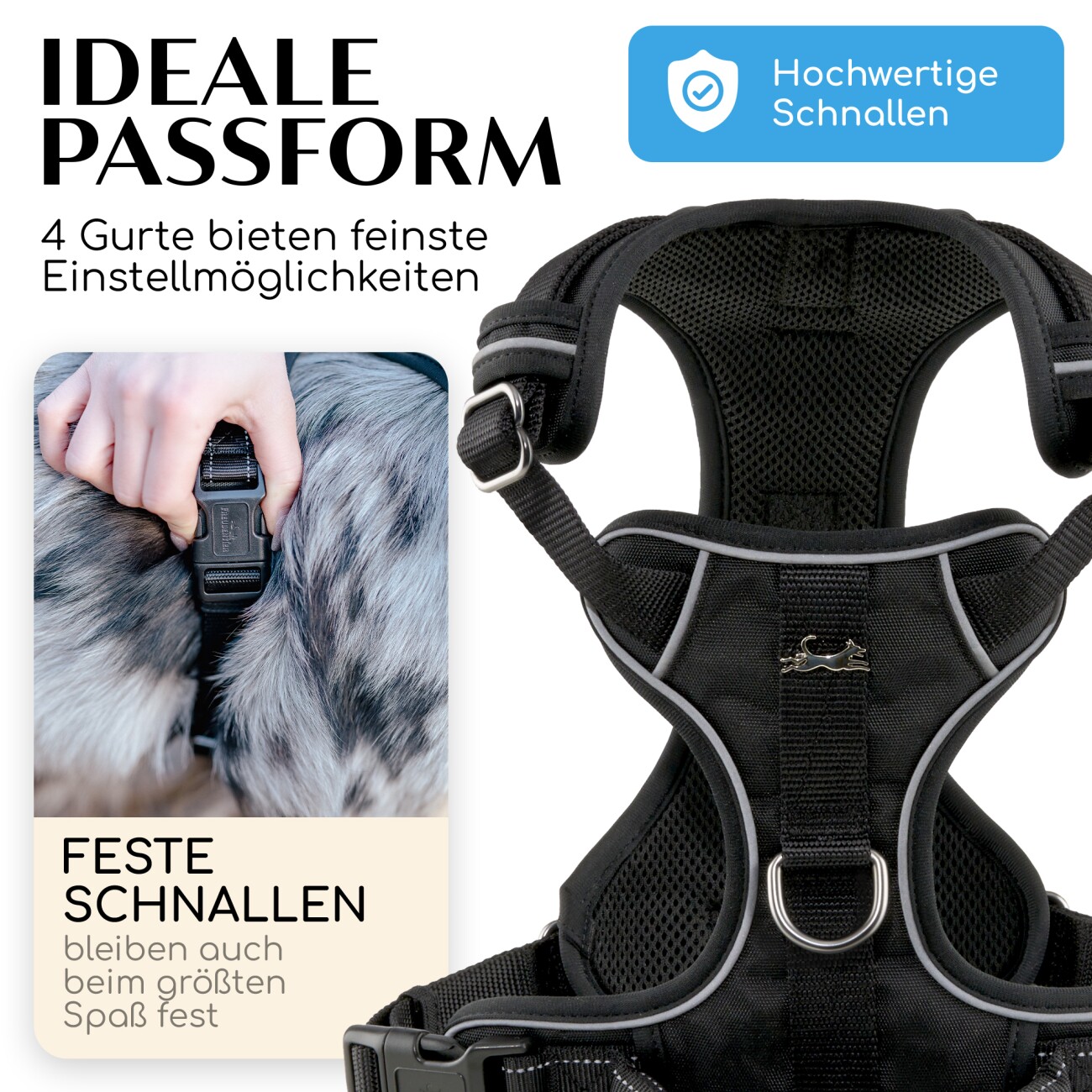 Freudentier Hundegeschirr mit Mesh-Polsterung M