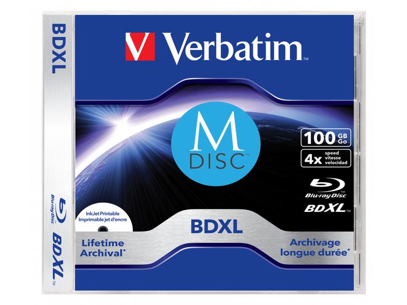 Verbatim BD-R M-Disc 100 GB, Jewelcase (1 Stück) BD-R-Rohlinge zur langfristigen Datenspeicherung