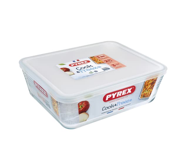 Pyrex Fad rektangulært m/låg Clear