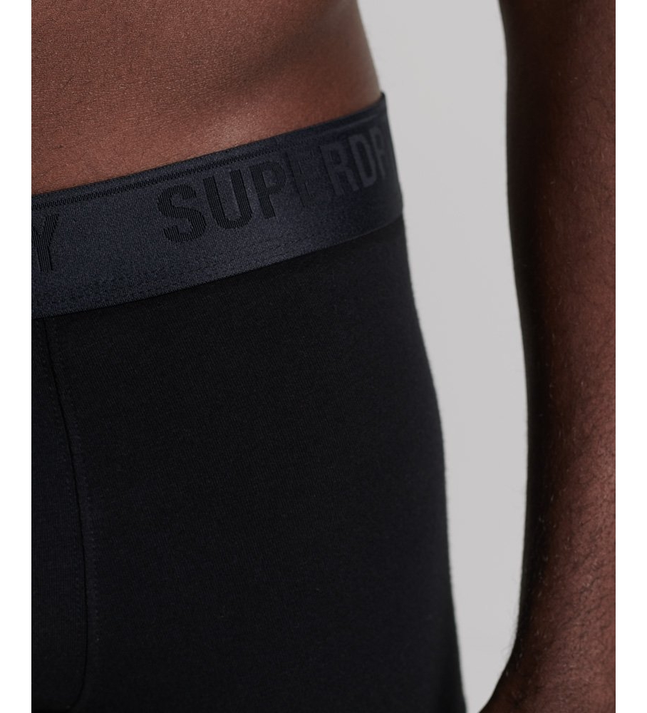 Cuecas Superdry de algodão orgânico, pacote com 3 unidades, pretas.