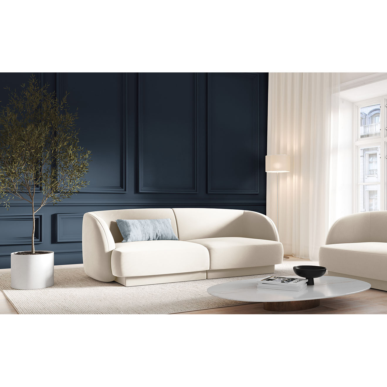 Micadoni Limited Edition Canapé Velours Miley 2 Places beige clair - 184x85x74 cm