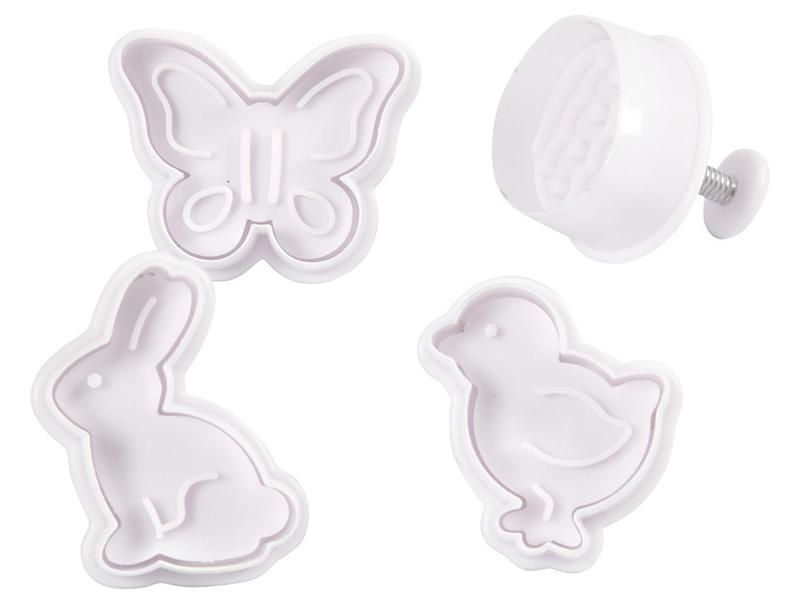 Creativ Company Guetzli-Ausstecher Ostern mit Stempelgriff, Kompakter Ausstecher mit Stempelgriff