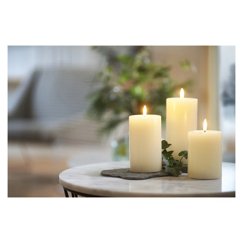 Kubbelys med flamme som flakker LED 3 deler 13/16/18 cm