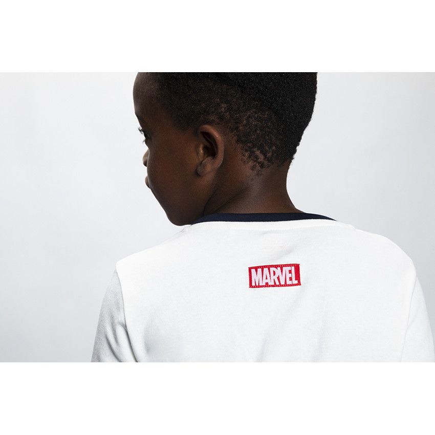 Pyjama en interlock 2 pièces t-shirt manches longues + pantalon imprimé fluo Spiderman pour garçon - Ecru