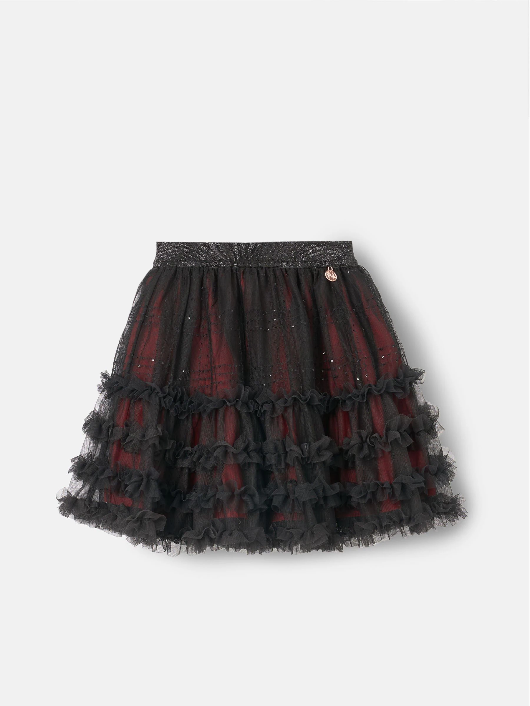 Angel & Rocket Darby Sequin Tartan Mesh Skirt