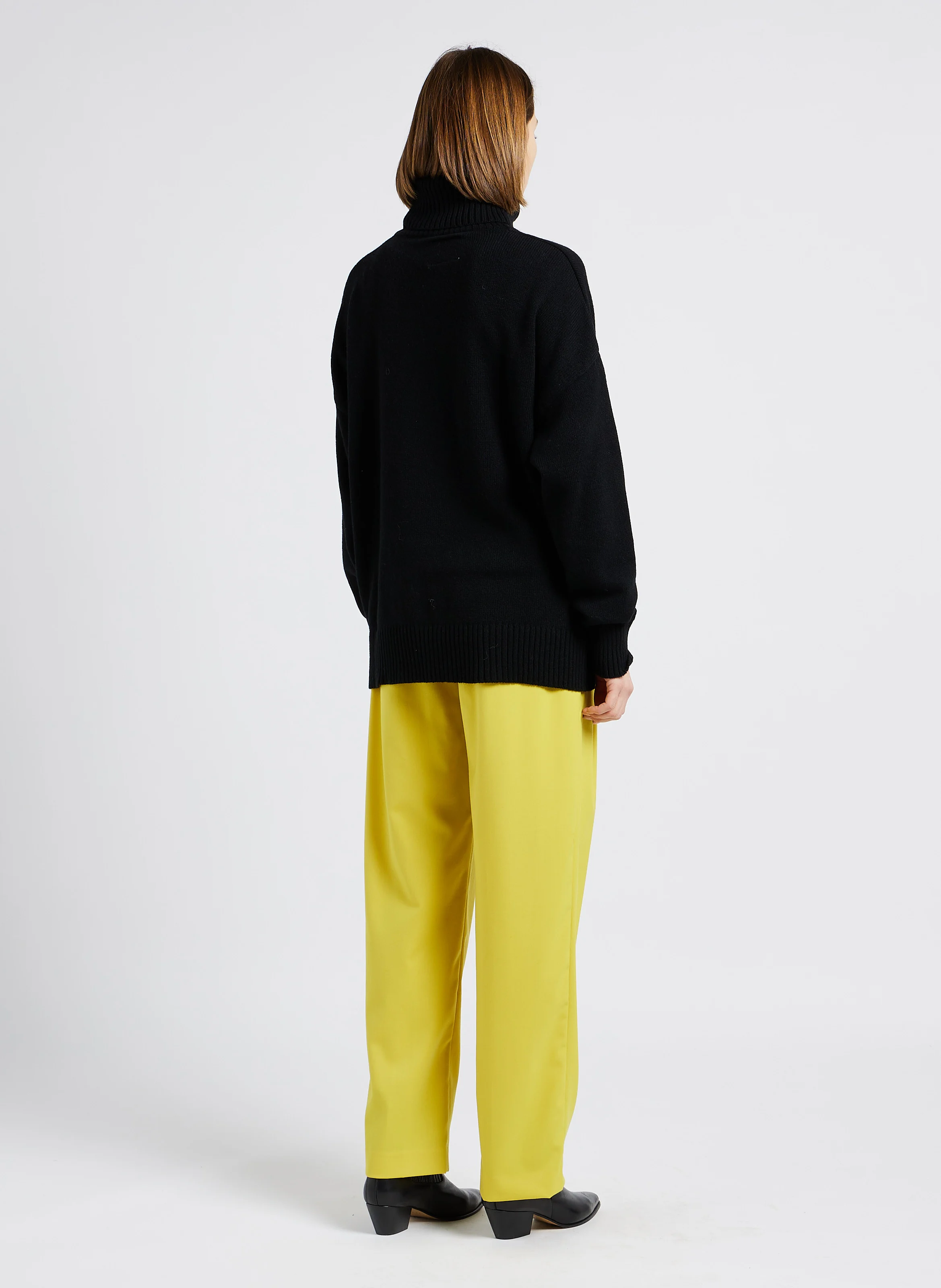 LUZY - Pantalon large à pince | Jaune