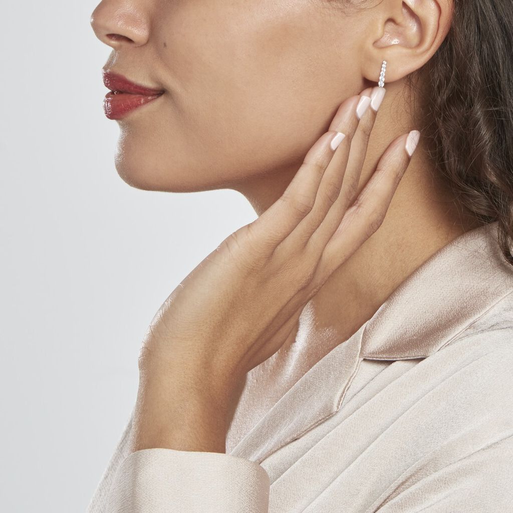 Boucles D'oreilles Pendantes Georas Or Blanc Oxyde