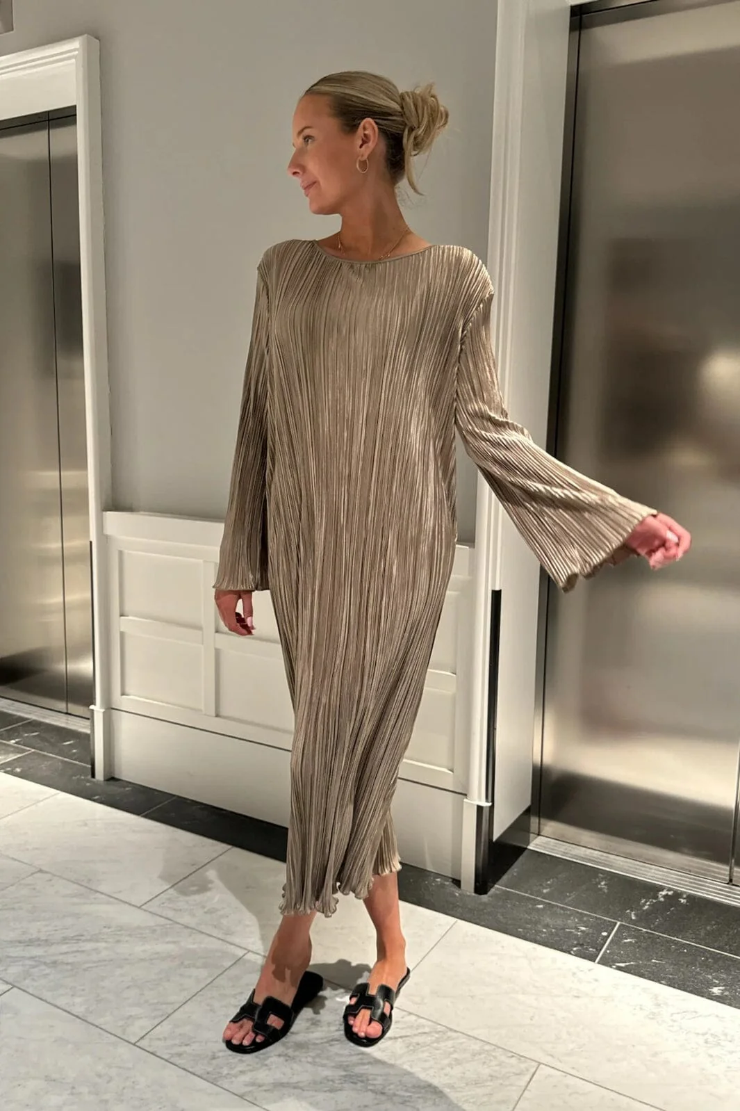 BYIC Kellyic Long Plissé Dress lb light brown