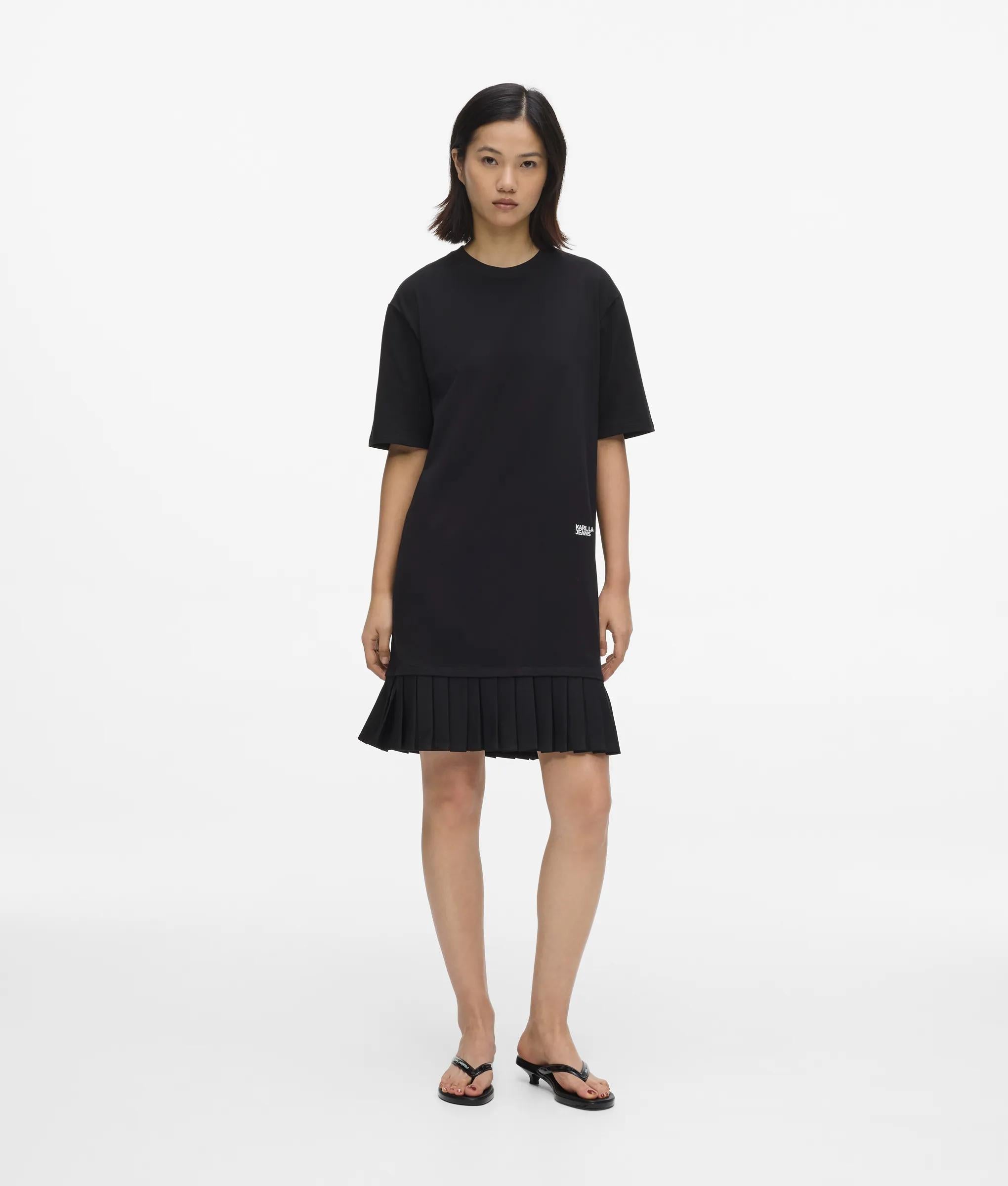 T-shirtjurk met geplooide zoom