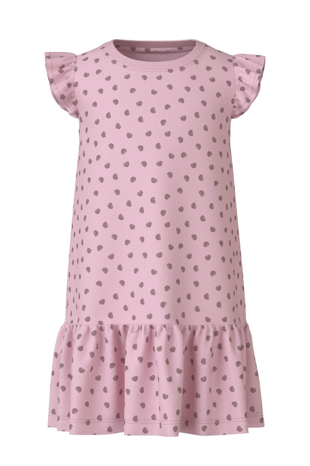 NAME IT jurk NMFVIDA - set van 2 met all over print roze/donkerblauw