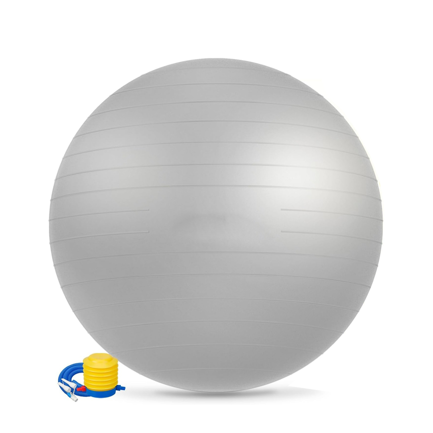 (Ø75cm) Robuster Gymnastikball Sitzball für Yoga / Pilates / Crossfit mit Luftpumpe bis 300kg - Silber