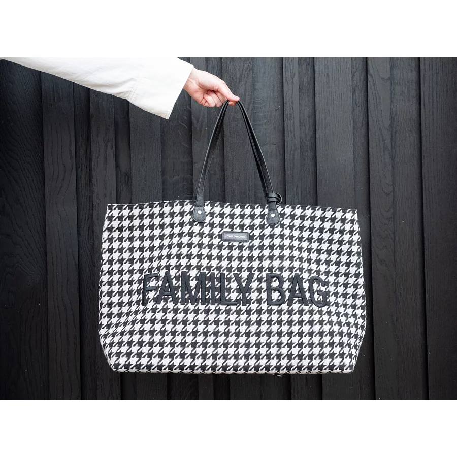 CHILDHOME Wickeltasche Family Bag Hahnentritt Schwarz