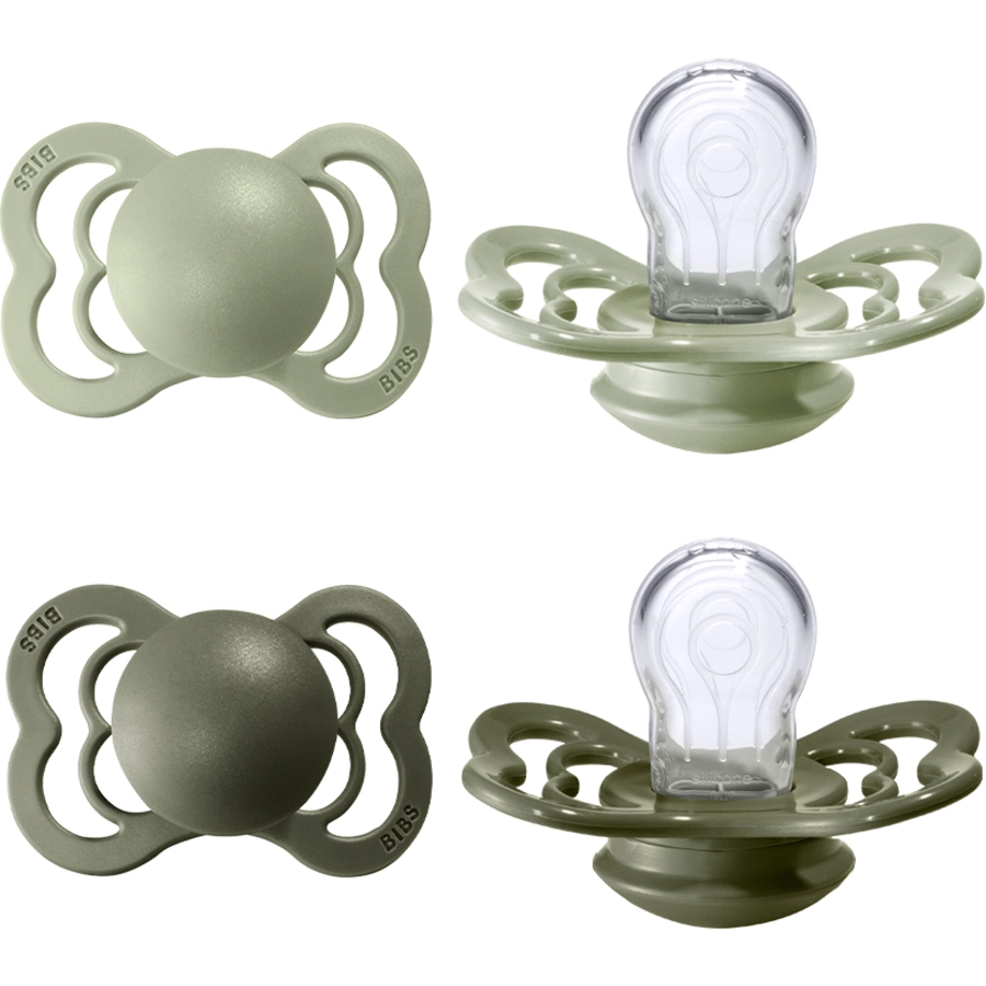 BIBS® Schnuller Supreme Sage  Hunter Green Silikon 0-6 Monate, 4 Stk.