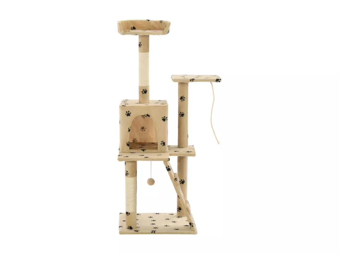 Arbre à chat avec griffoirs en sisal 120 cm Beige Motif pattes
