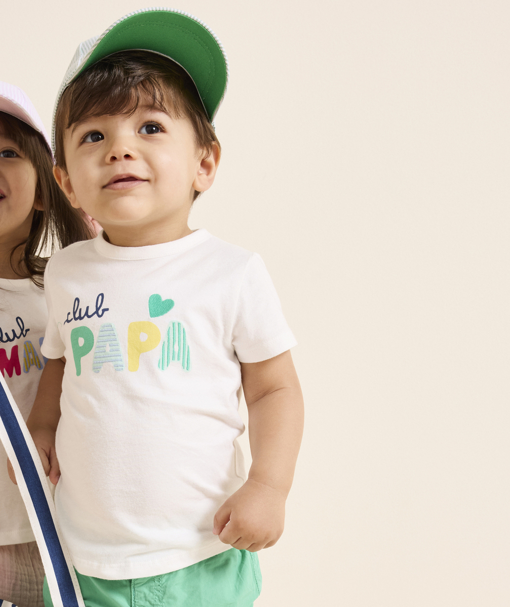 t-shirt bébé garçon en coton bio blanc message club papa