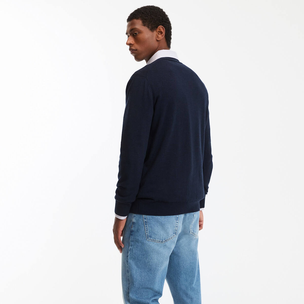 COLEÇÕES LA REDOUTE<br>Suéter com decote em V em lã merino, fabricado na Europa
