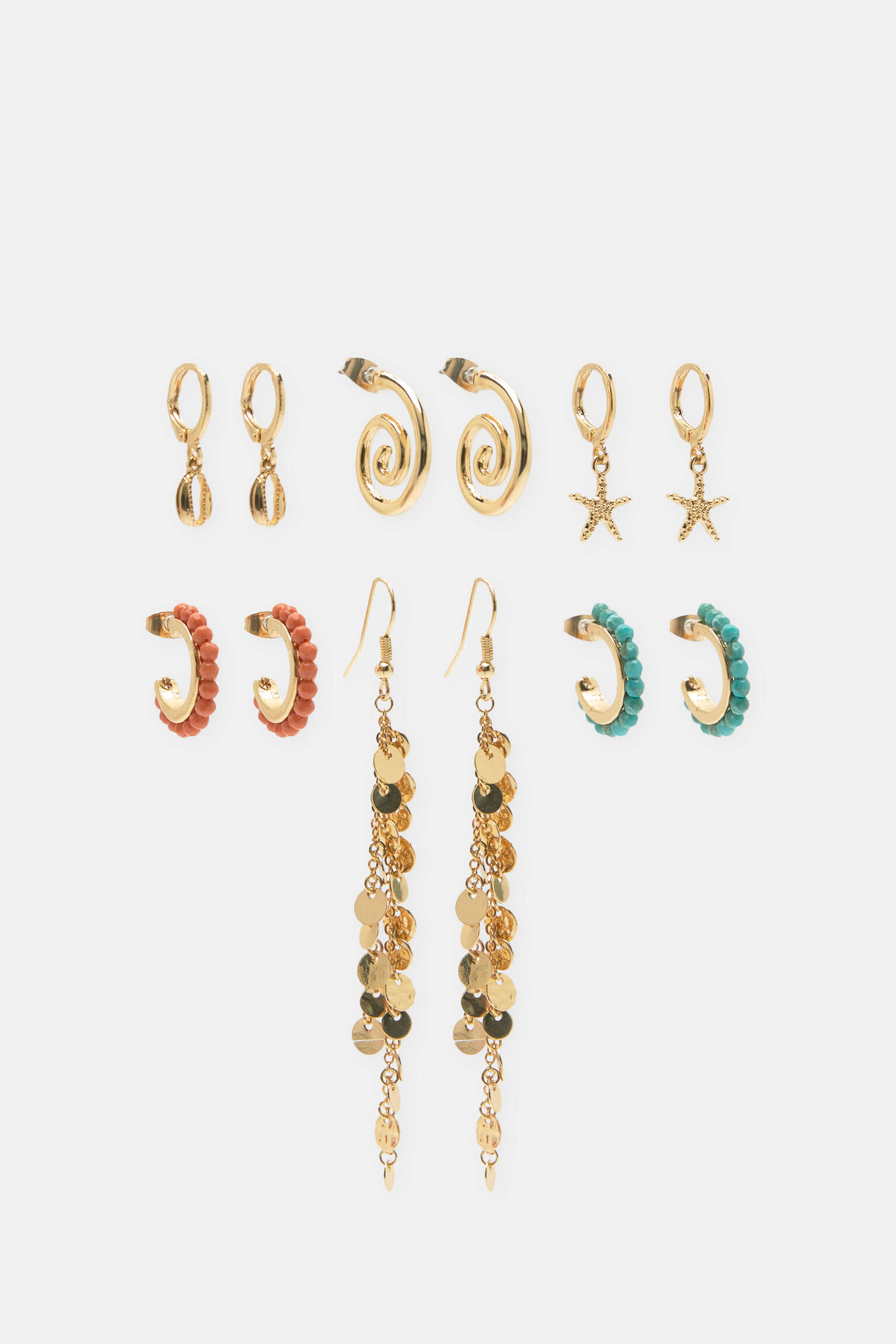 Conjunto de 6 pares de brincos boho - dourados