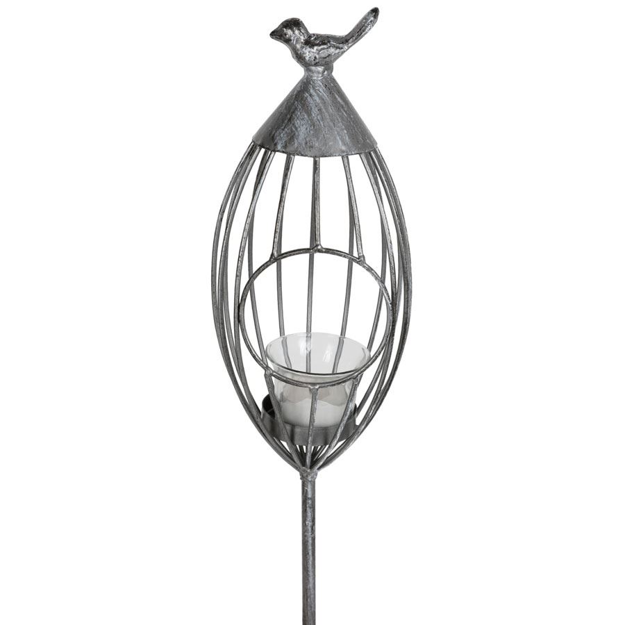 Gartenstecker Vogelkäfig 11x101cm Silber-Grau