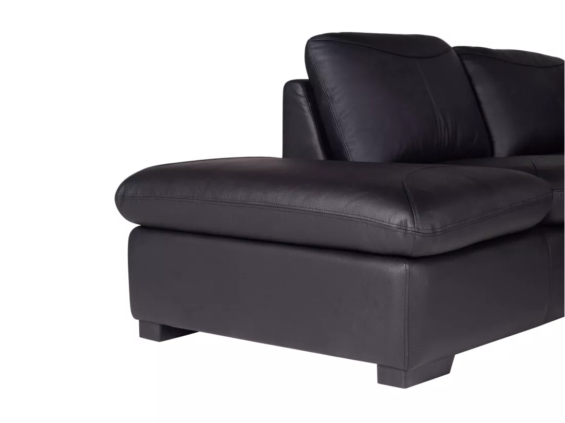 Canapé d'angle en cuir ONYX II - Noir - Angle gauche