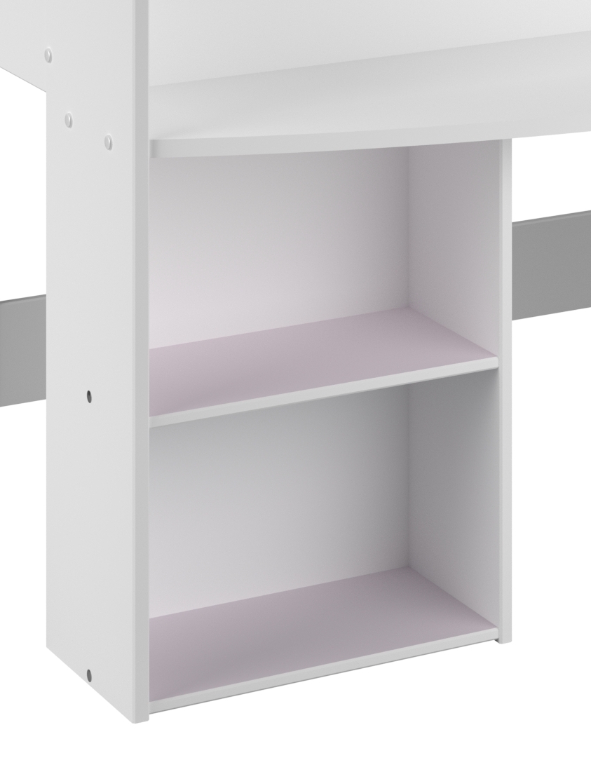 4-teiliges Kinderzimmer PIROUETTE 11 - weiß -rosa oder grau - 90x200 cm