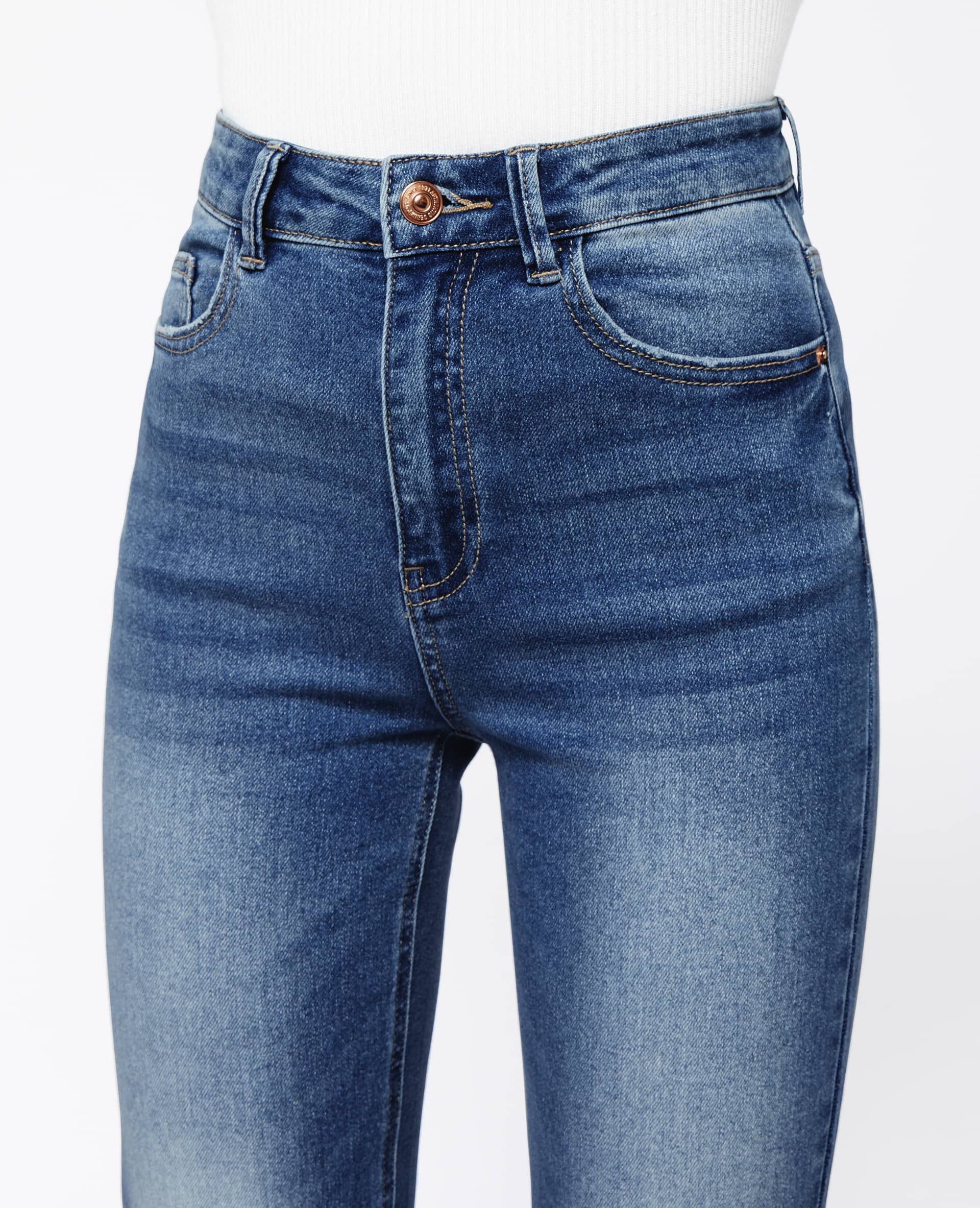Jean skinny taille haute - Bleu