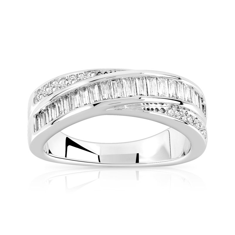 Bague or 750 blanc diamant