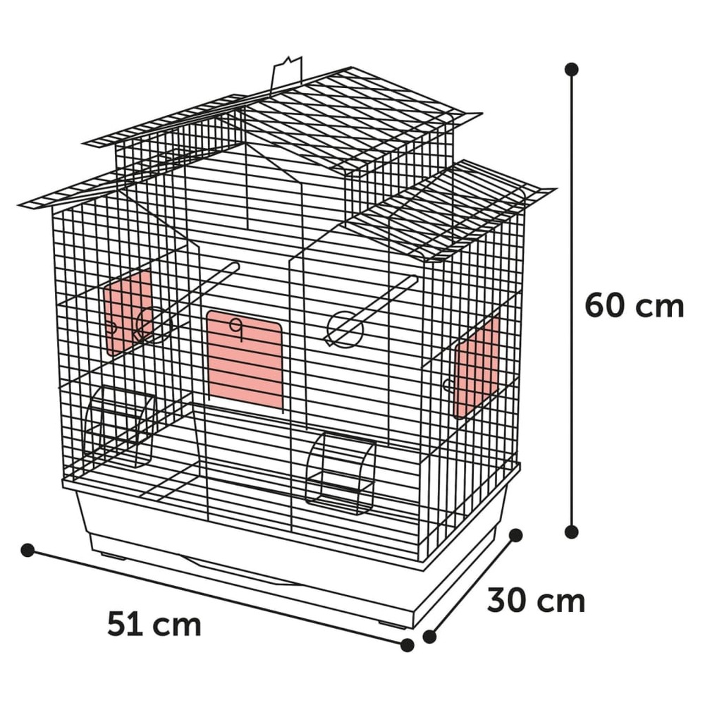 Cage à perruches numfor 1 51x30x60 cm taupe métallique