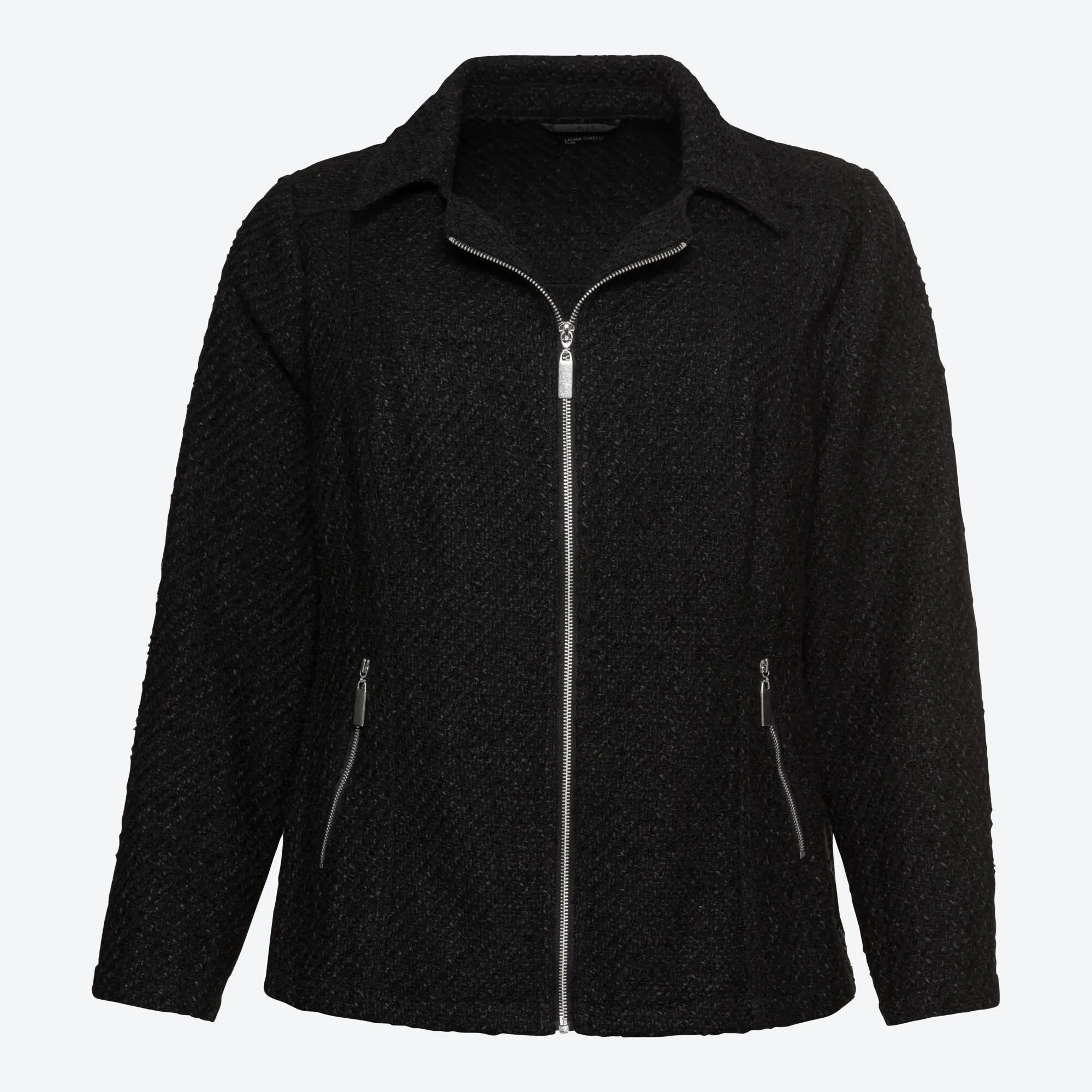 Damen-Bouclé-Jacke mit 2 Reißverschluss-Taschen, große Größen