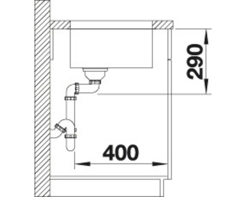 Blanco ANDANO 400-U spoelbak, 440 x 440 mm, roestvrij staal, 522959