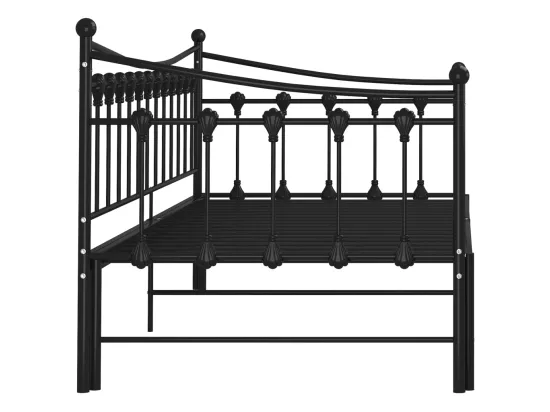Cadre de canapé-lit extensible Noir Métal 90x200 cm