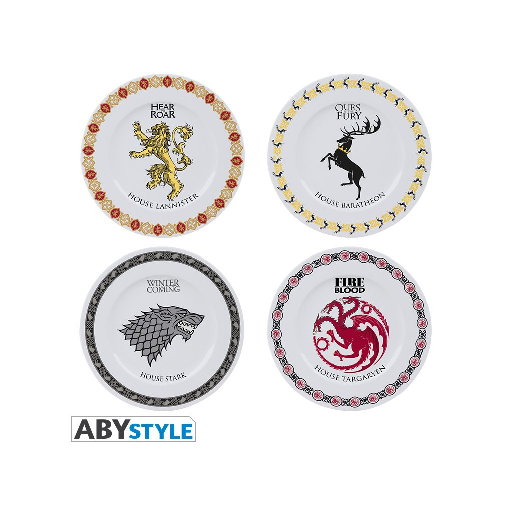 Game of thrones - Set de 4 Assiettes Emblèmes Familles