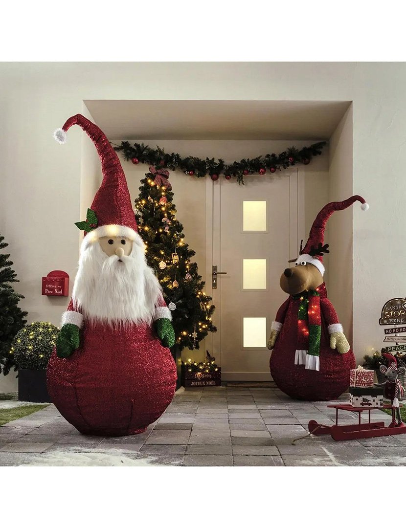 Santa Claus with Foldable Body and LED Lights - height 120cm