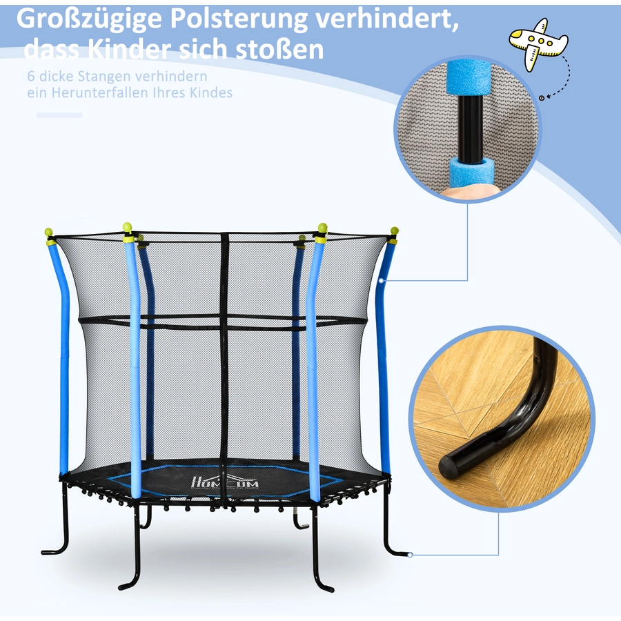 HOMCOM Trampolin mit Sicherheitsnetz blau