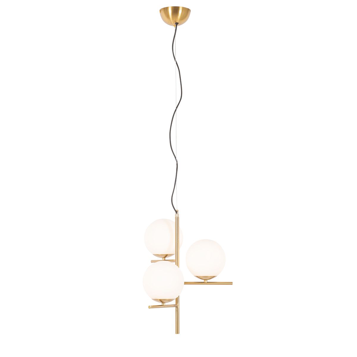 Art Deco hanglamp goud met glas opaal 3-lichts - Flore